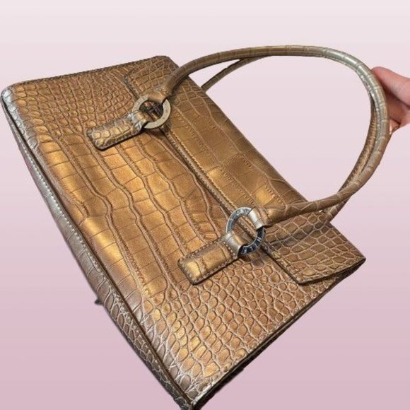 Tommy Hilfiger Gold Crocodile Print Shoulder Bag (NWOT) - Picture 3 of 10